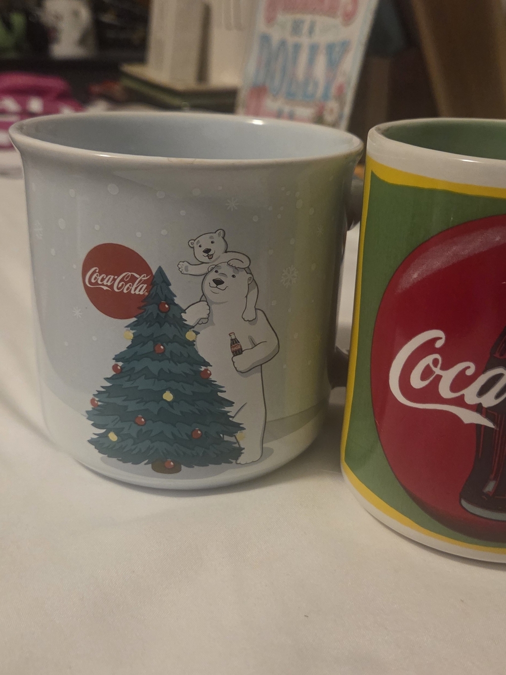 Set Of Two! Coca Cola Holiday Polar Bear Coffee Mug And Vintage Coca Cola Mug